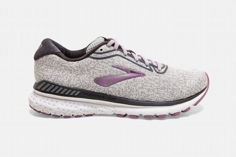 Brooks Adrenaline GTS 20 Road Running Shoes - Women's - White/Grey/Purple (73860-HCML)